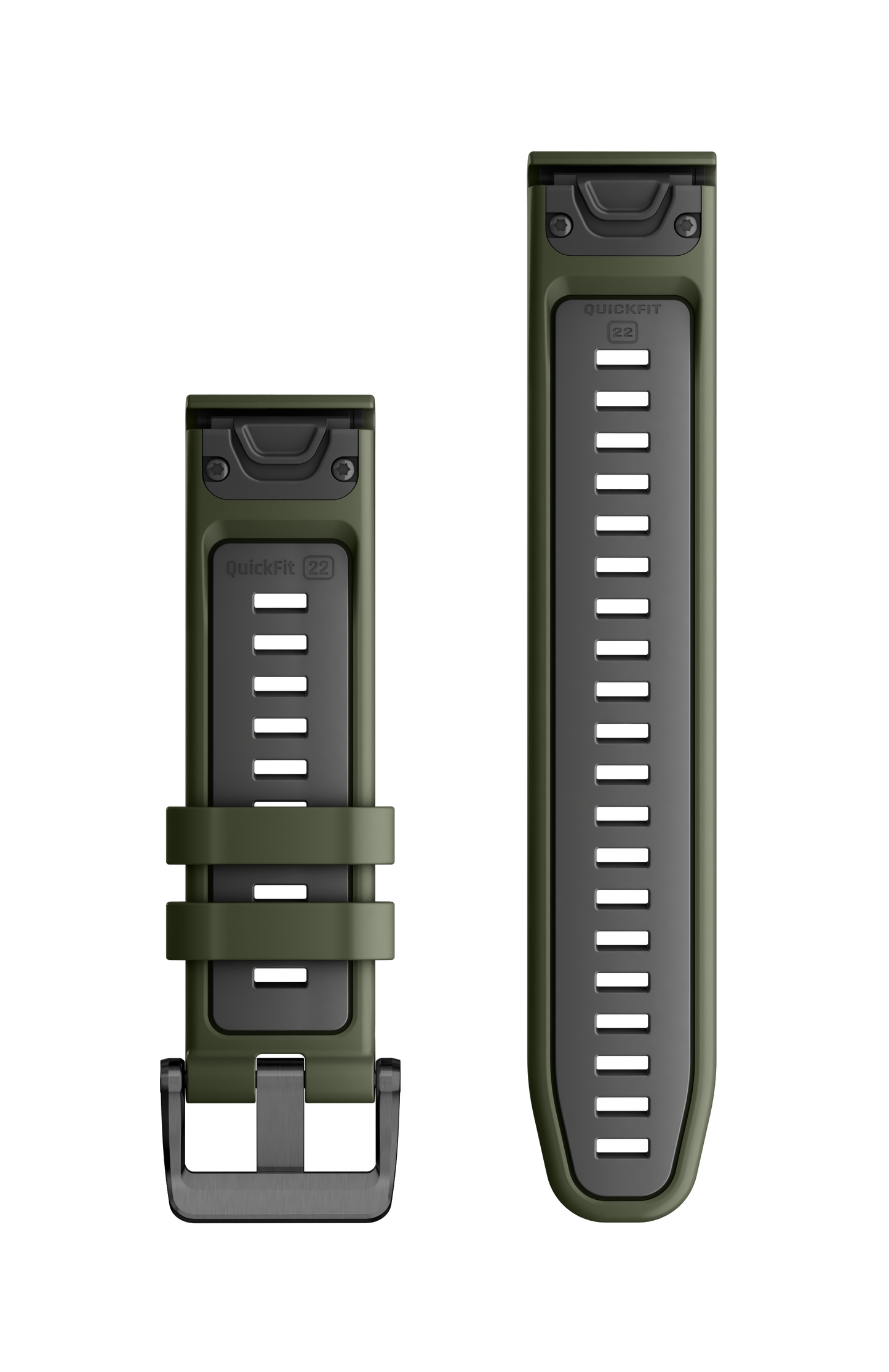 Correas de reloj QuickFit® 22 Silicona grafito/verde
