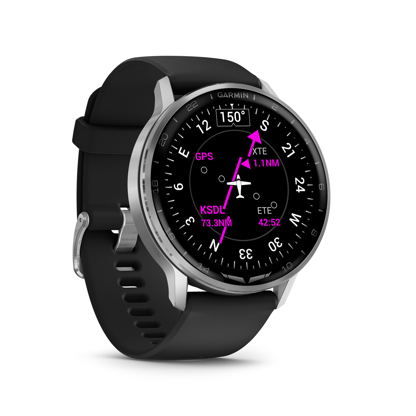 GARMIN D2™ Air X15 Silver with Black Silicone Band