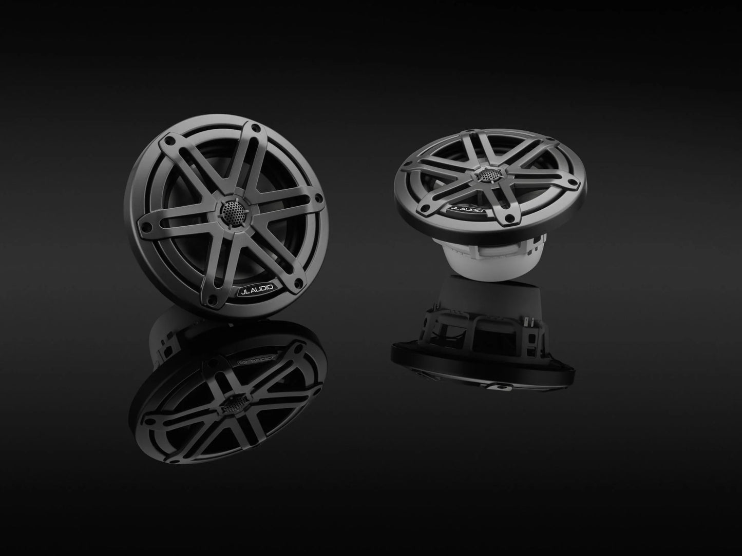 JL Audio M3-650X-S-Gm Altavoces coaxiales marinos de 6,5 pulgadas (165 mm), rejilla deportiva gris metalizada
