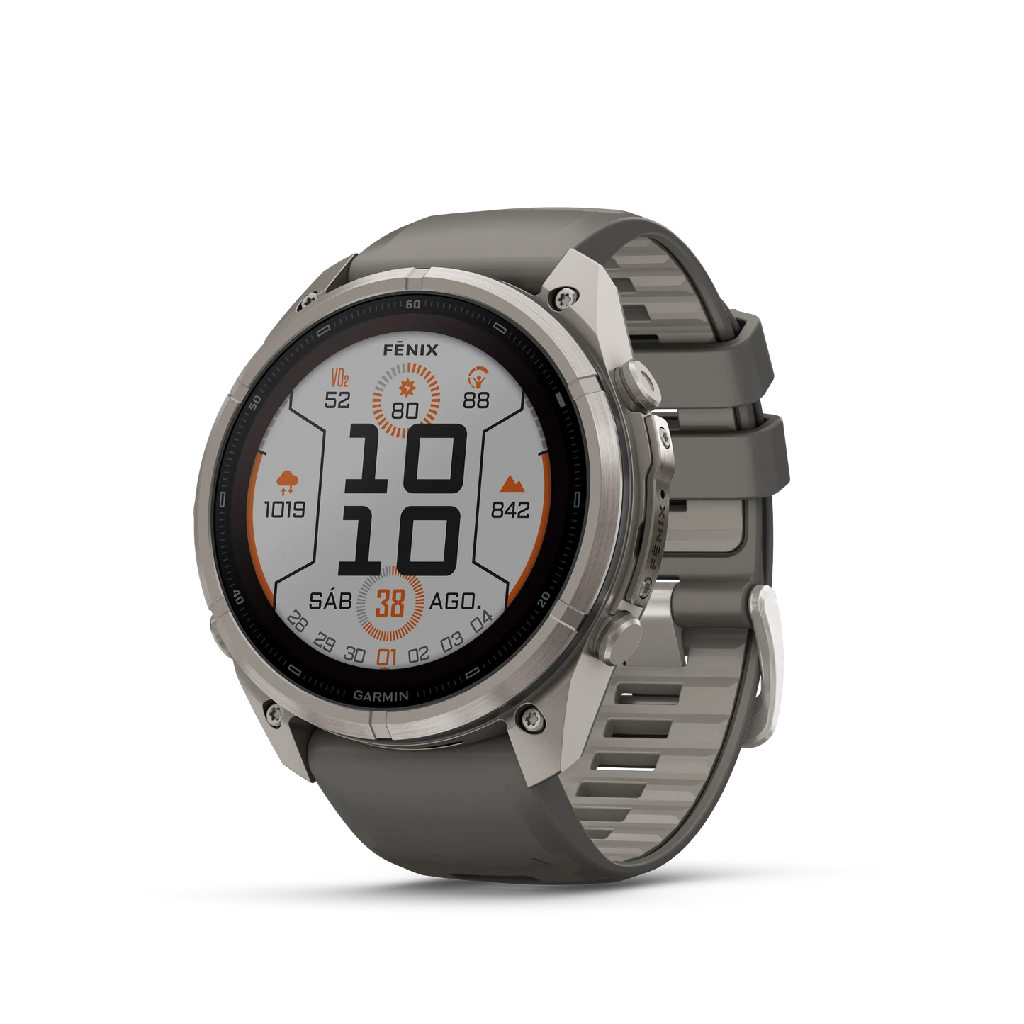 Fēnix® 9 Pro – Solar, 51mm Titanio con correa de silicona en gris