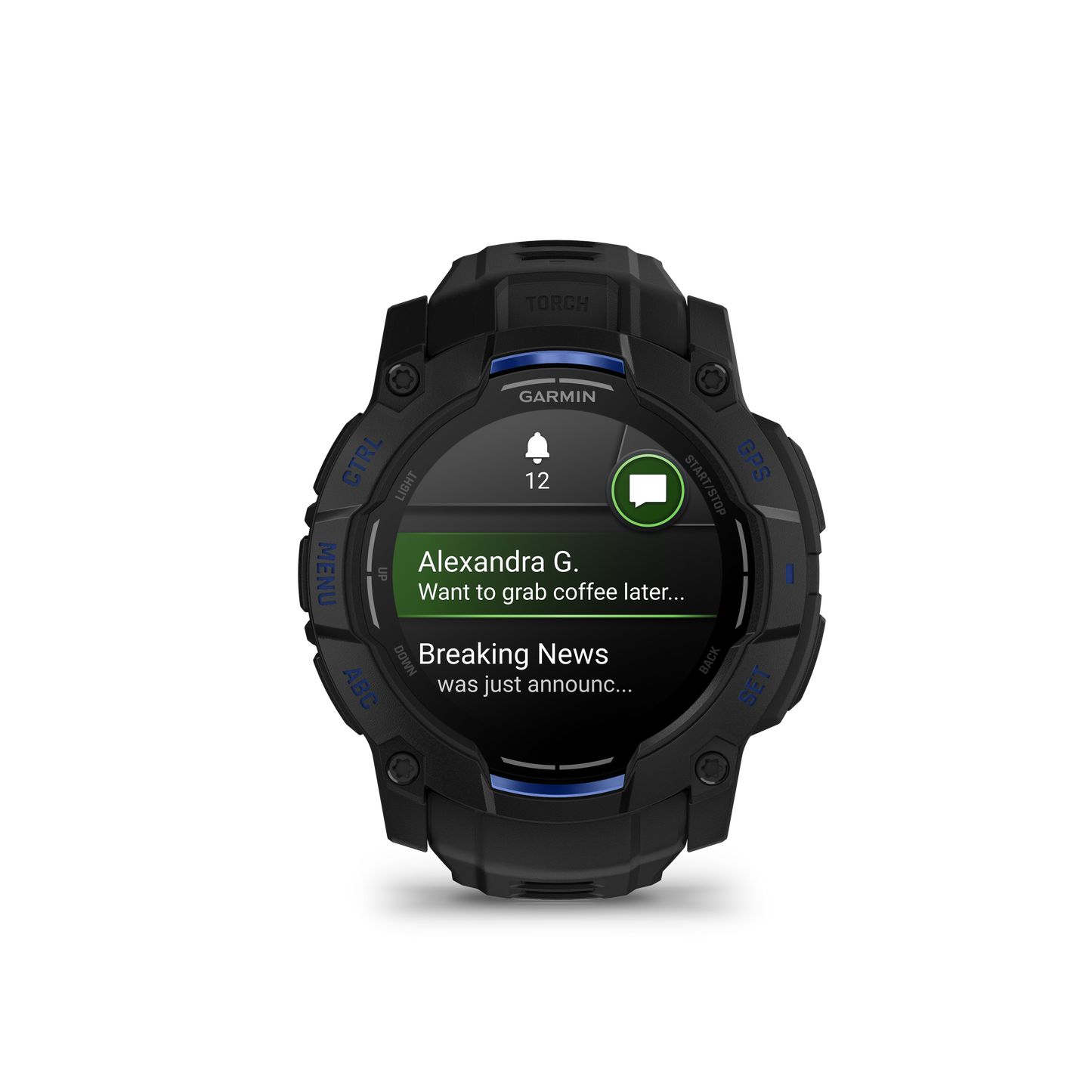 Garmin Instinct 3 – 50 mm, AMOLED Negro con correa de color negro/azul rayo