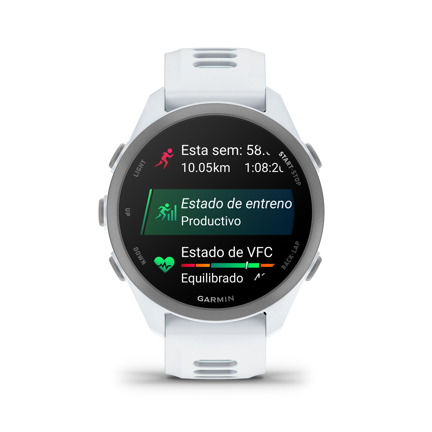 Forerunner® 170 Music Blanco piedra con correa en blanco piedra/azul nube