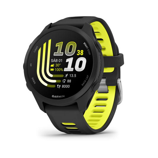 Garmin Forerunner® 170 Negro con correa en negro/amarillo