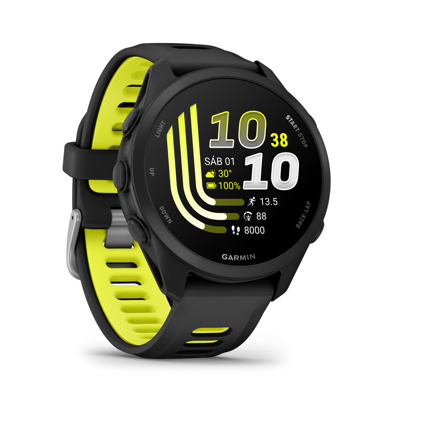 Forerunner® 170 Music Negro con correa en negro/amarillo intenso