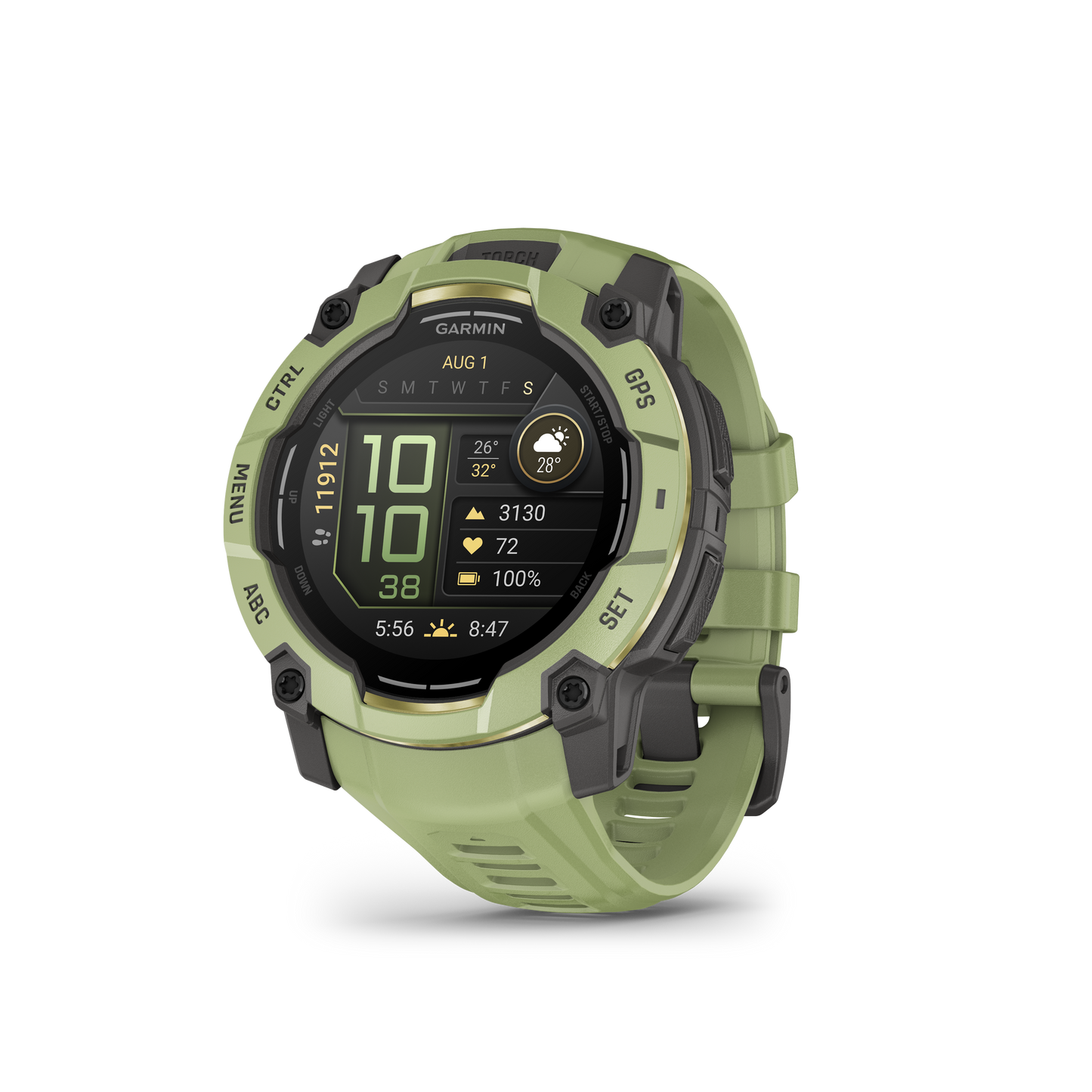 Garmin Instinct® 3 – 50 mm, AMOLED Verde helecho con correa en verde helecho