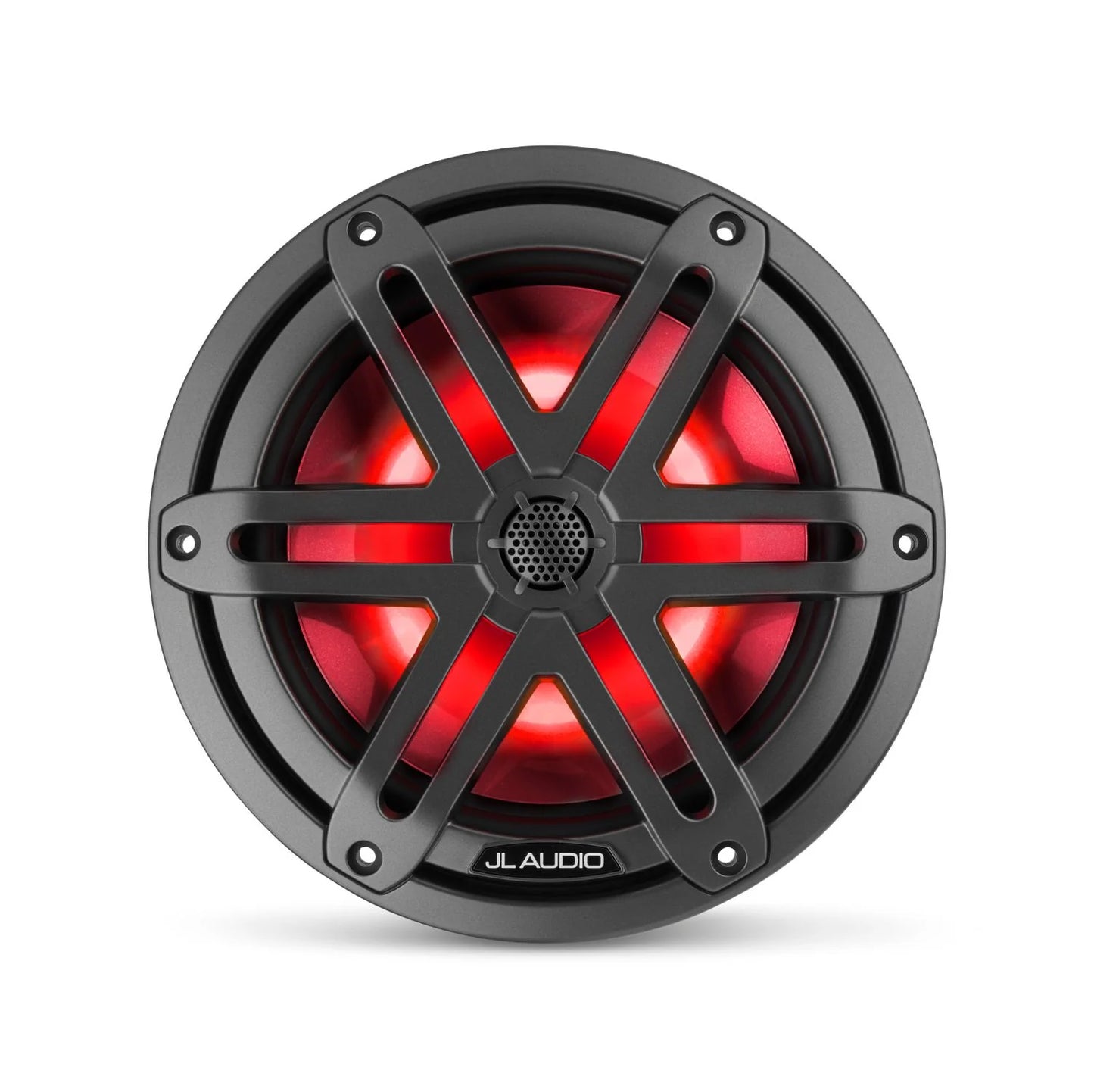 JL Audio M3-770X-S-Gm-i Altavoces coaxiales marinos de 7,7 pulgadas (196 mm), rejillas deportivas grises metalizadas con iluminación LED RGB