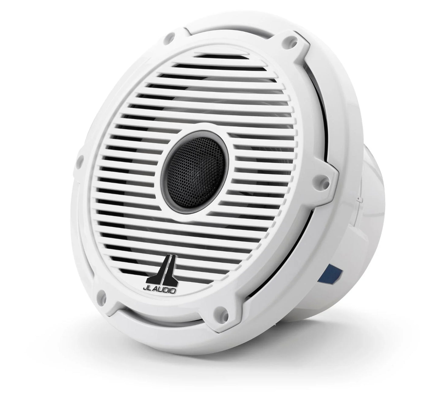 JL Audio M6-770X-C-GwGw Altavoces coaxiales marinos de 7,7 pulgadas (196 mm), anillo de ajuste blanco brillante, rejilla clásica blanca brillante, malla de tweeter negra