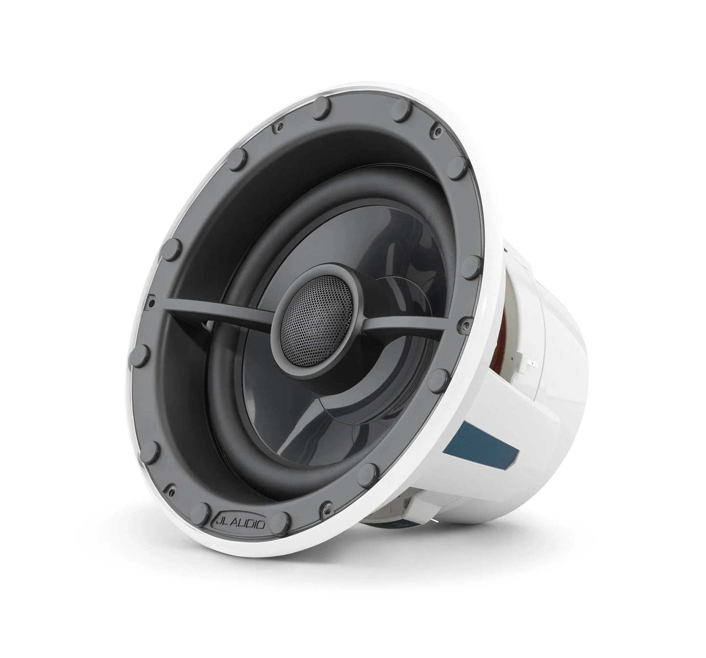 JL Audio M6-880X-L-GwSw-Sencillo Altavoz coaxial marino de 8,8 pulgadas (224 mm), anillo de ajuste blanco, rejilla de lujo blanca