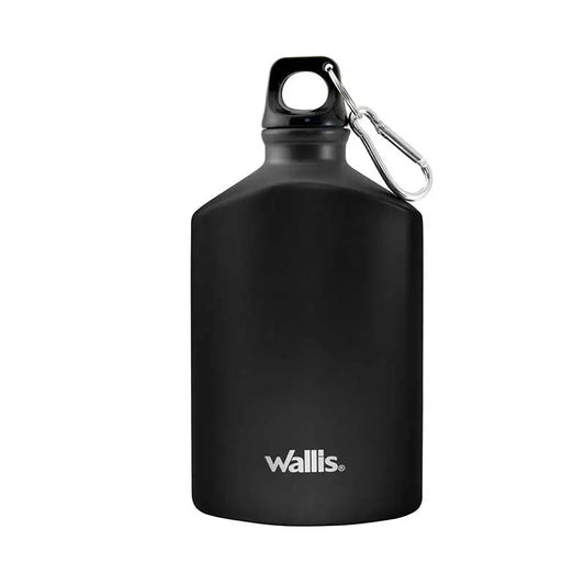 Wallis Botella de Aluminio Plana Negra 500 ml