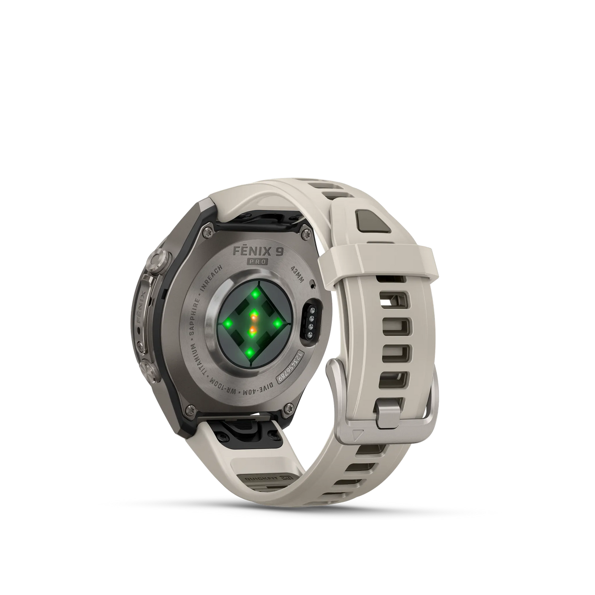 Fēnix® 9 Pro-43mm Titanio con correa de silicona en gris niebla/marrón oscuro
