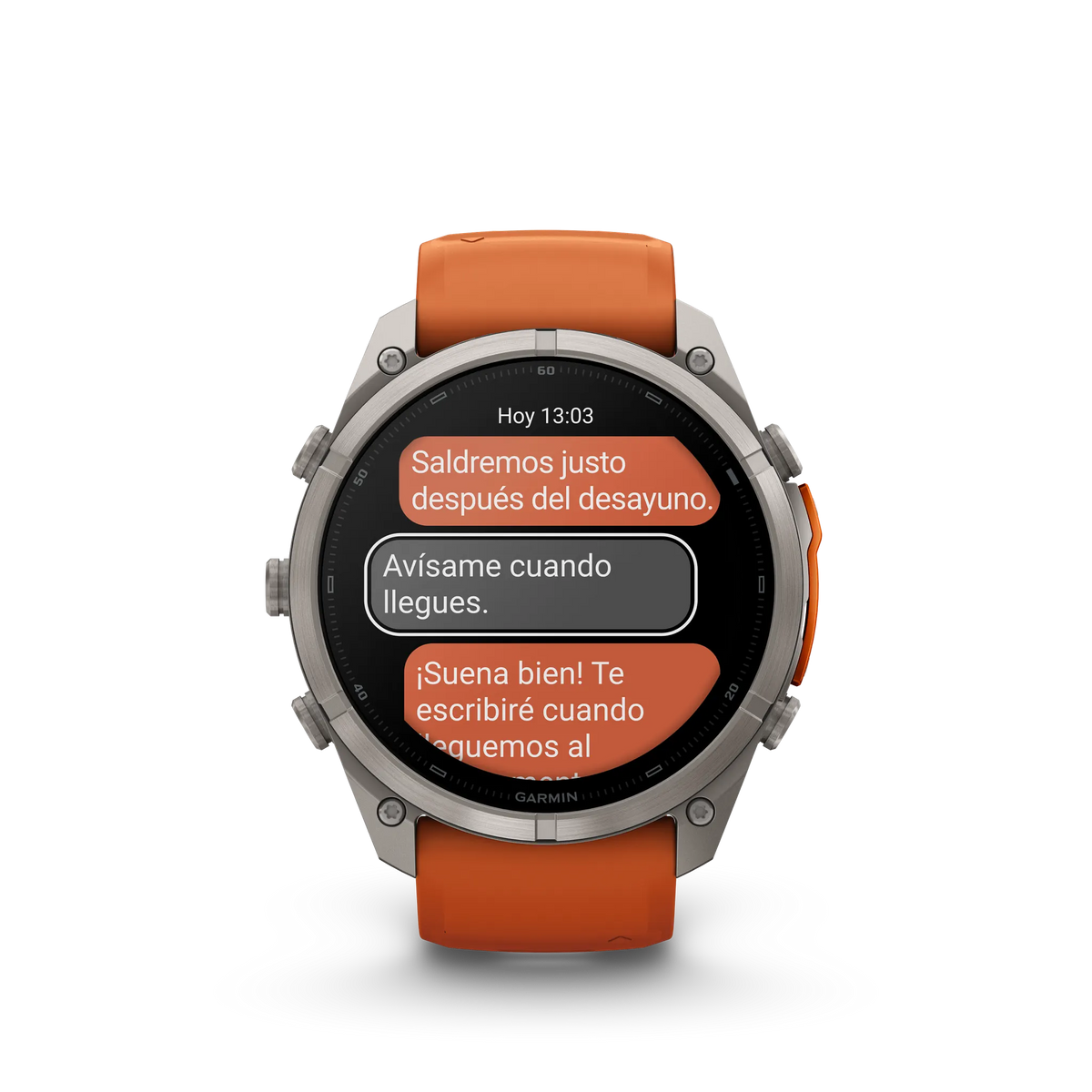 Fēnix® 9 Pro – inReach®, 51mm Titanio con correa de silicona en naranja otoñal/naranja vivo