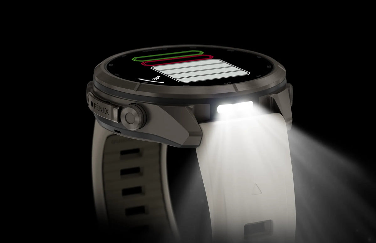 Fēnix® 9 Pro-43mm Titanio con correa de silicona en gris niebla/marrón oscuro