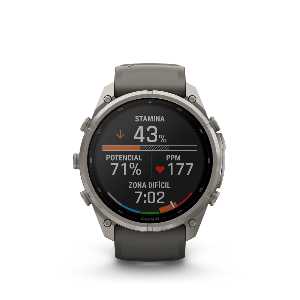 Fēnix® 9 Pro – Solar, 51mm Titanio con correa de silicona en gris