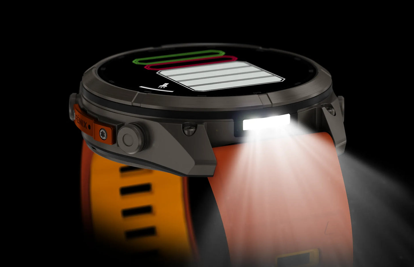 Fēnix® 9 Pro – inReach®, 51mm Titanio con correa de silicona en naranja otoñal/naranja vivo