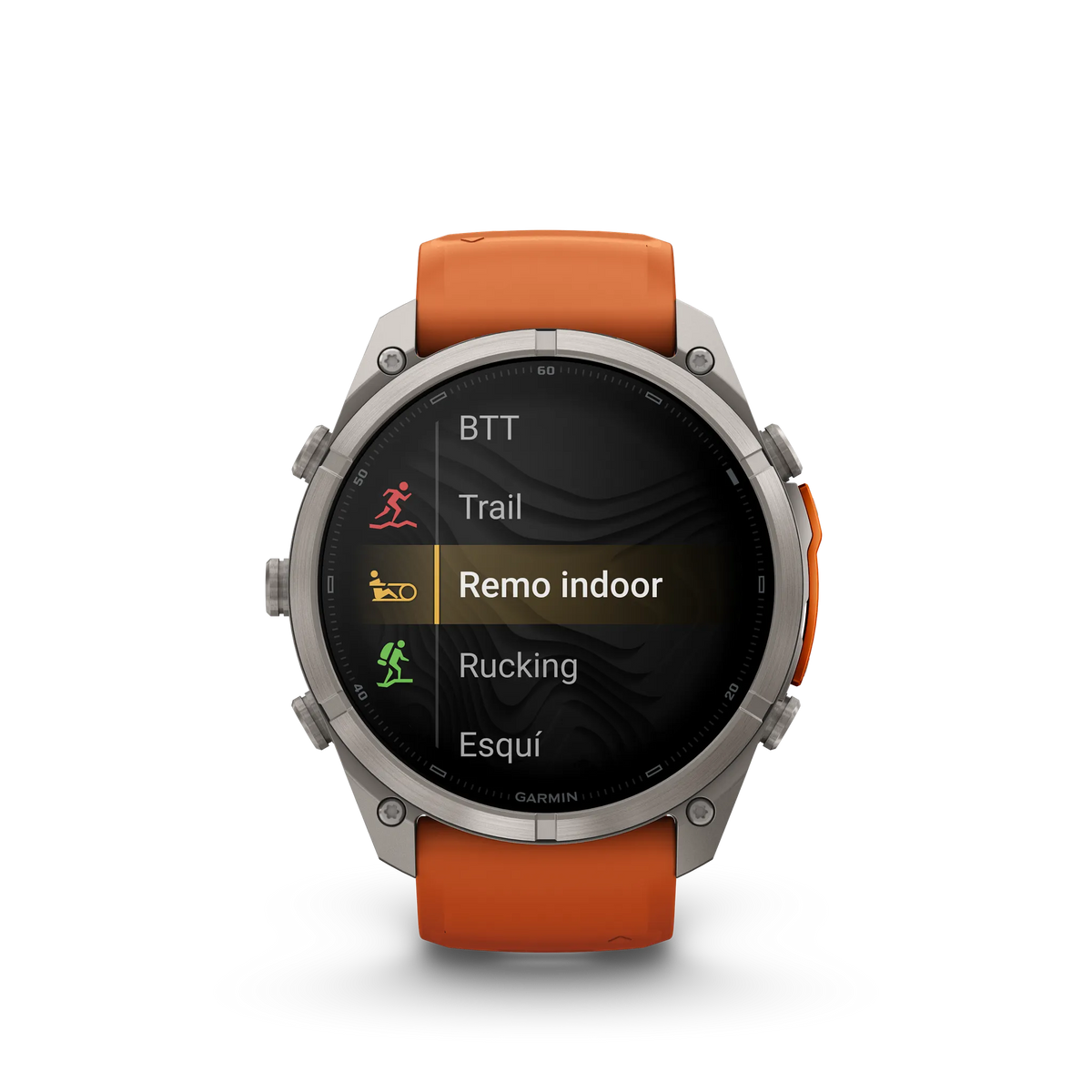 Fēnix® 9 Pro – inReach®, 51mm Titanio con correa de silicona en naranja otoñal/naranja vivo