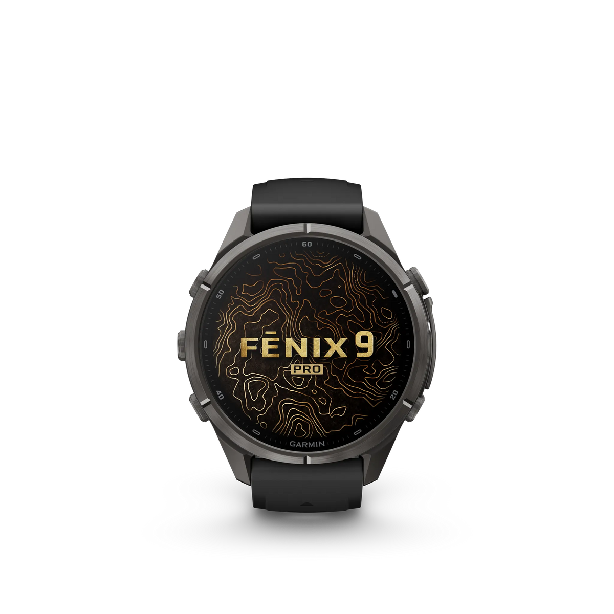 Fēnix® 9 Pro– 43mm Color - Titanio con revestimiento de DLC gris carbón con correa de silicona en negro/gris