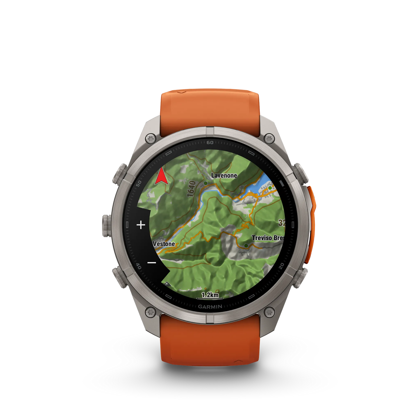 Fēnix® 9 Pro– 51mm Color - Titanio con correa de silicona en naranja otoñal/naranja vivo
