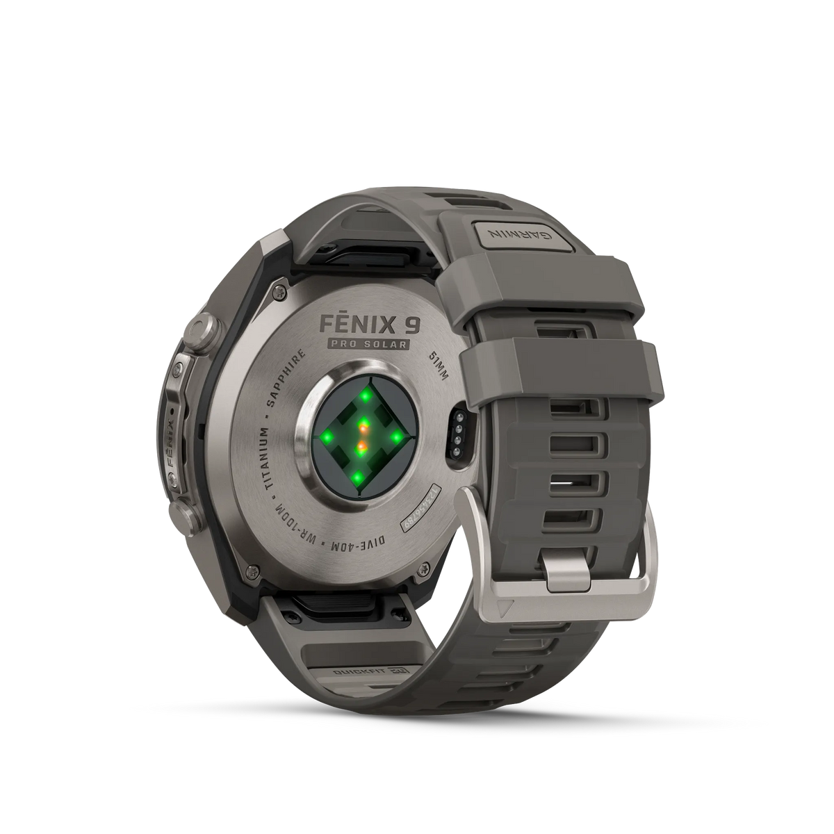 Fēnix® 9 Pro – Solar, 51mm Titanio con correa de silicona en gris