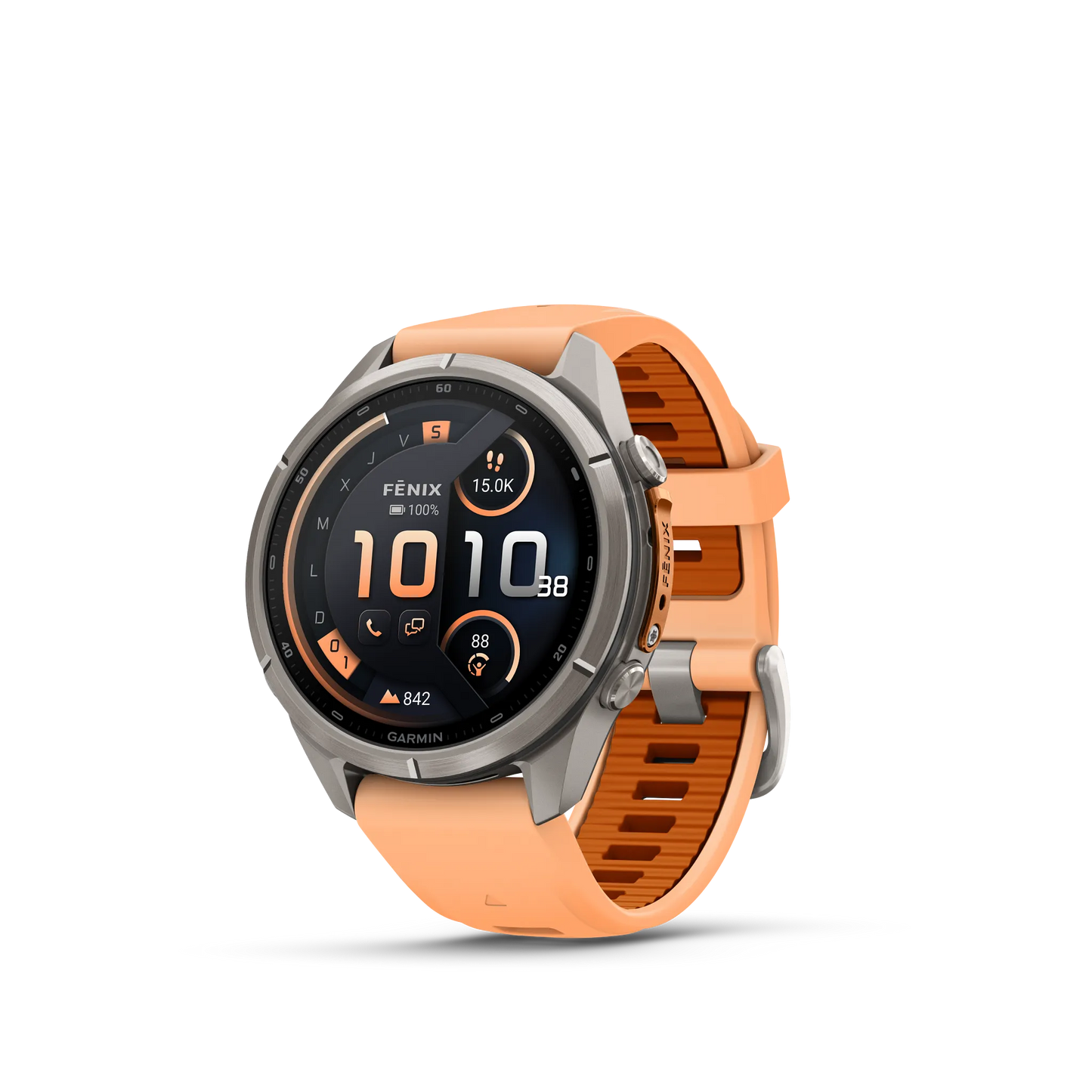 Fēnix® 9 Pro inReach 43mm- Titanio con correa de silicona en rosa pastel/naranja otoñal