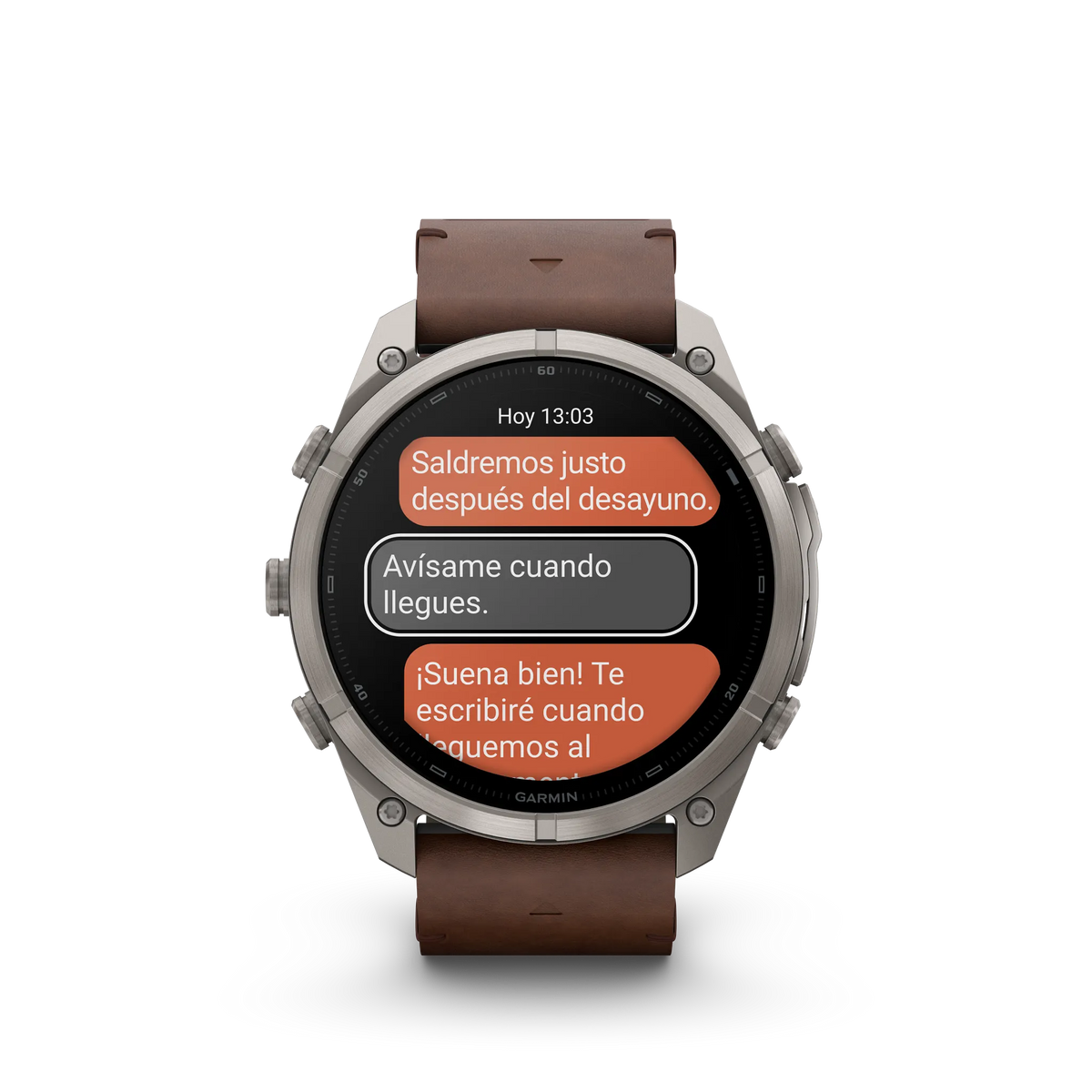 fēnix® 9 Pro – inReach®, 51mm Titanio con correa de cuero en nogal
