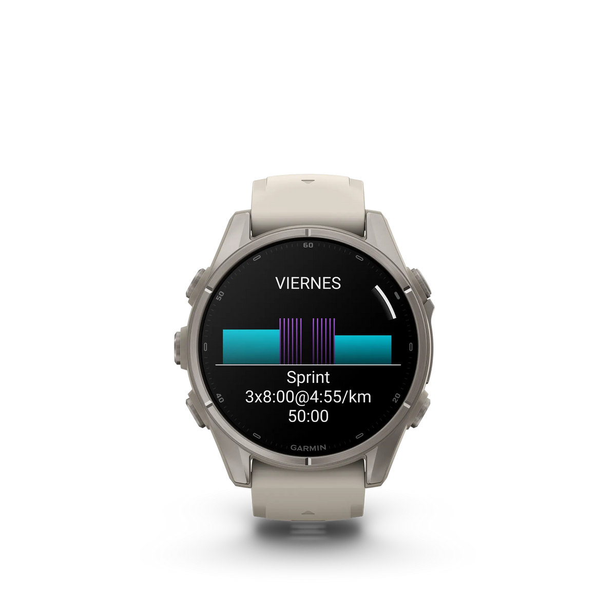 Fēnix® 9 – 43mm Titanio con correa de silicona en gris niebla