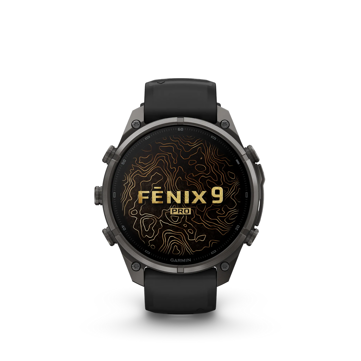 Fēnix® 9 Pro – inReach®, 47mm Titanio con revestimiento de DLC gris carbón con correa de silicona en negro/gris