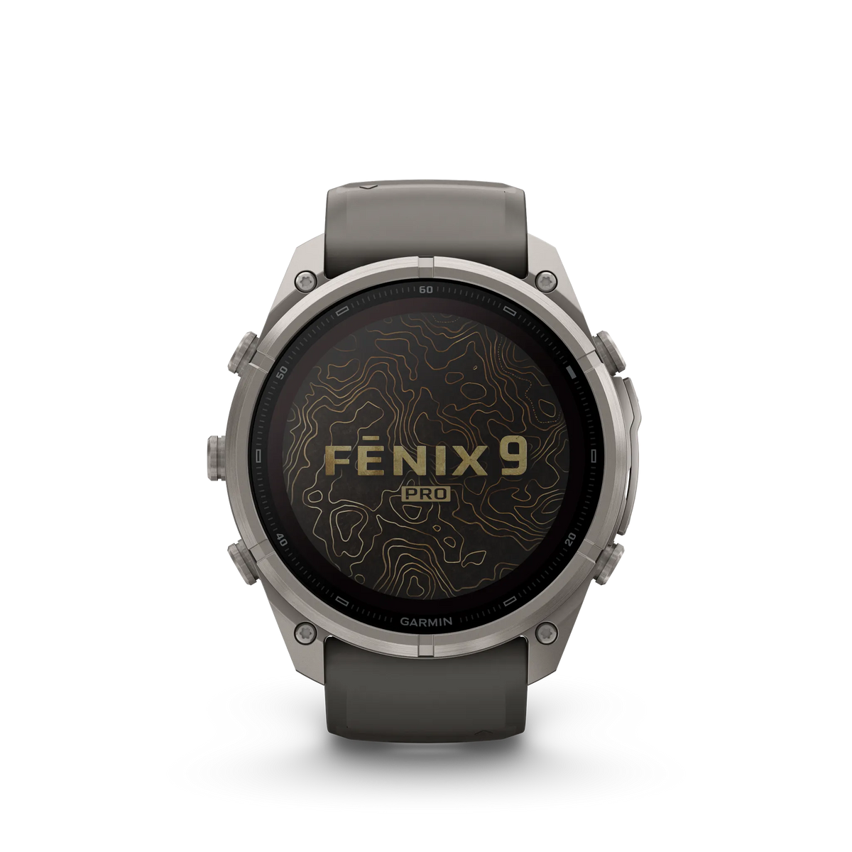 Fēnix® 9 Pro – Solar, 51mm Titanio con correa de silicona en gris