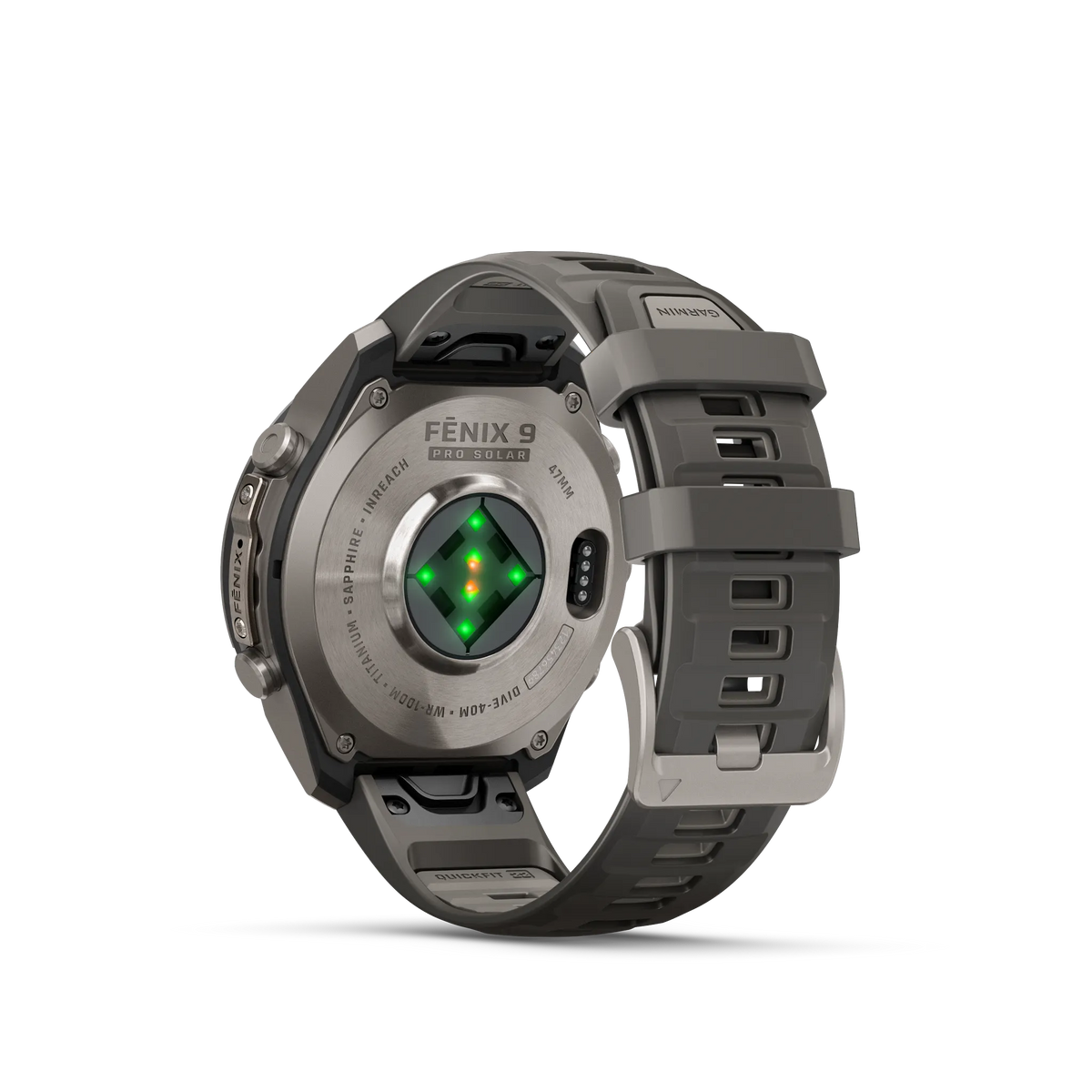 fēnix® 9 Pro – inReach®, Solar, 47mm Color - Titanio con correa de silicona en gris