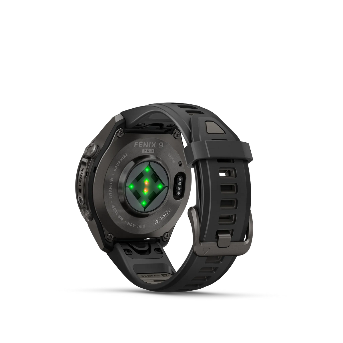Fēnix® 9 Pro– 43mm Color - Titanio con revestimiento de DLC gris carbón con correa de silicona en negro/gris