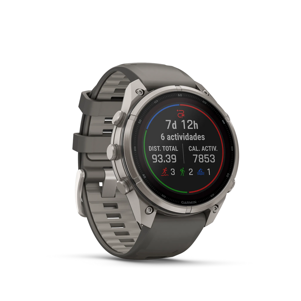 fēnix® 9 Pro – inReach®, Solar, 47mm Color - Titanio con correa de silicona en gris