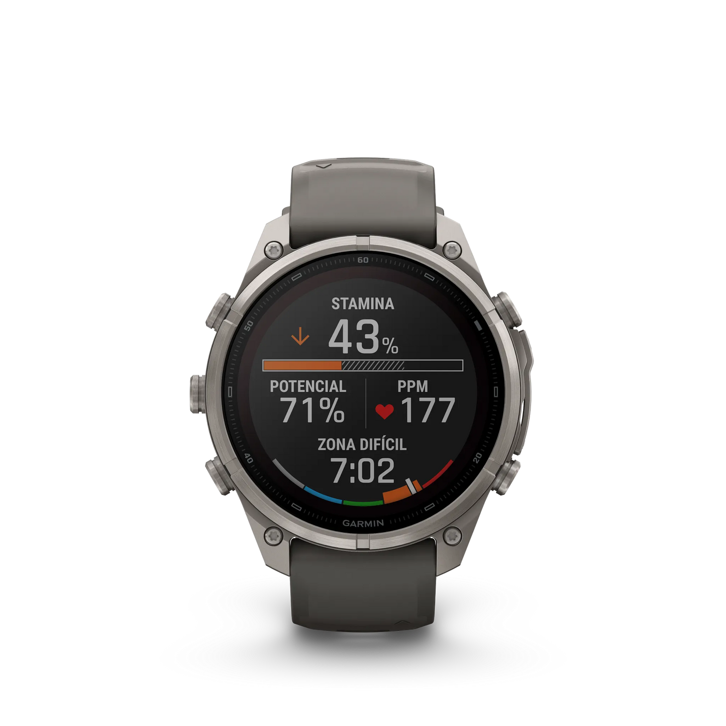fēnix® 9 Pro – inReach®, Solar, 47mm Color - Titanio con correa de silicona en gris