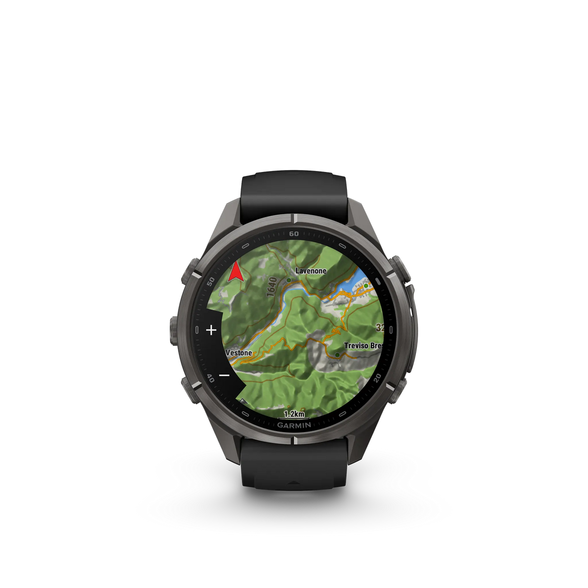 Fēnix® 9 Pro– 43mm Color - Titanio con revestimiento de DLC gris carbón con correa de silicona en negro/gris