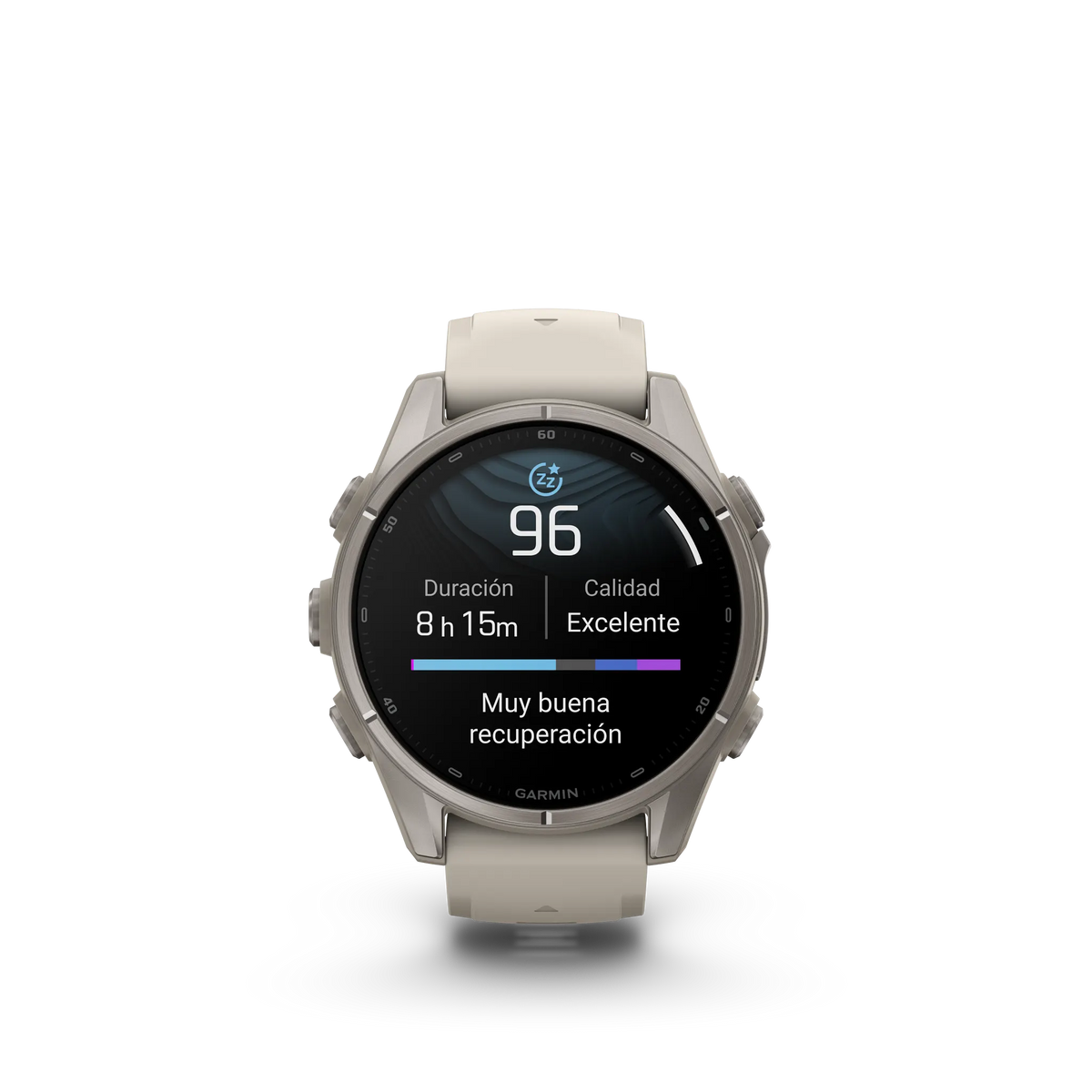 Fēnix® 9 – 43mm Titanio con correa de silicona en gris niebla
