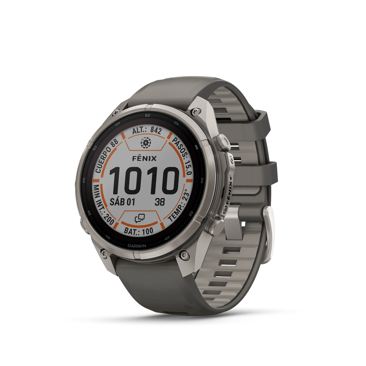 fēnix® 9 Pro – inReach®, Solar, 47mm Color - Titanio con correa de silicona en gris