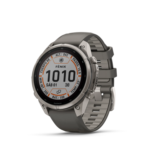 fēnix® 9 Pro – inReach®, Solar, 47mm Color - Titanio con correa de silicona en gris