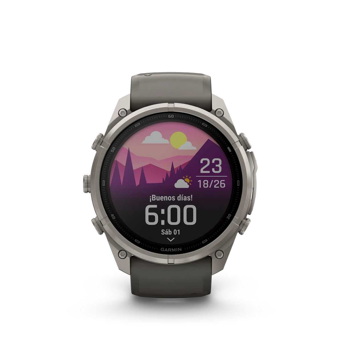 Fēnix® 9 Pro – Solar, 51mm Titanio con correa de silicona en gris