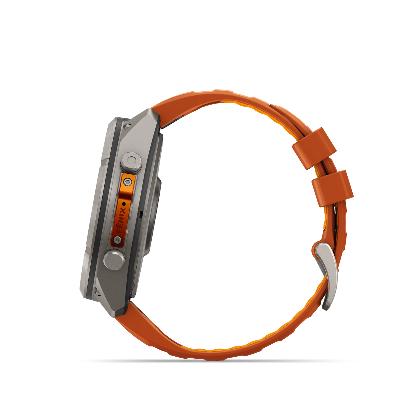 Fēnix® 9 Pro– 51mm Color - Titanio con correa de silicona en naranja otoñal/naranja vivo
