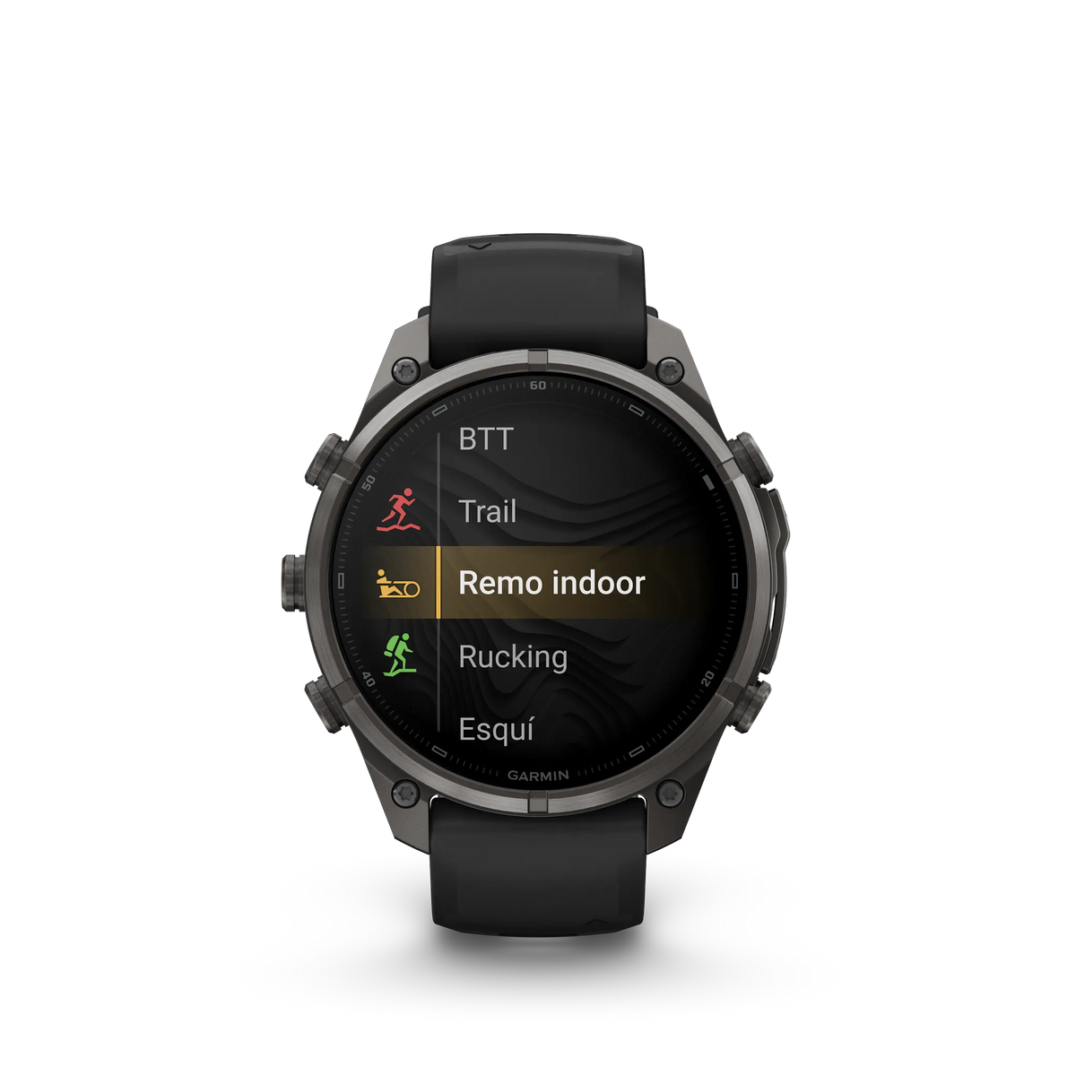 Fēnix® 9 Pro – inReach®, 47mm Titanio con revestimiento de DLC gris carbón con correa de silicona en negro/gris